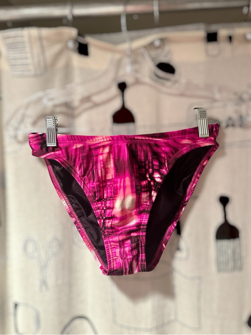 Speedo Pink/Black Abstract Print Swim Bikini Bottoms Size 8
